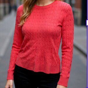 Women's Plus Size XXL Cable Knit Sweater Old Money Pink Preppy Meli Long Sleeves